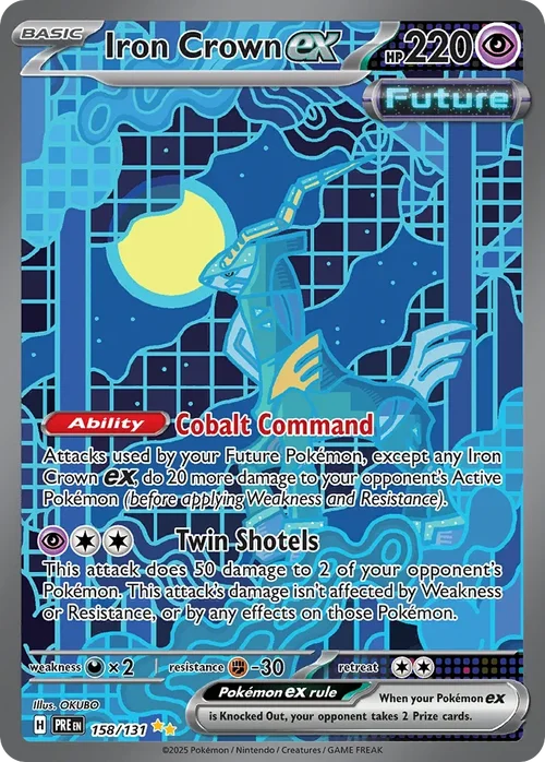 Iron Crown ex 158 Pokemon card from Prismatic Evolutions set