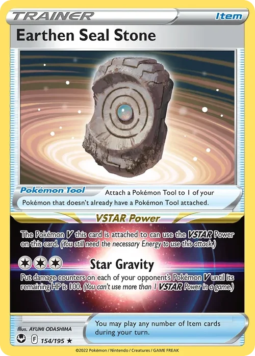 Earthen Seal Stone 154 Pokemon card from Silver Tempest set