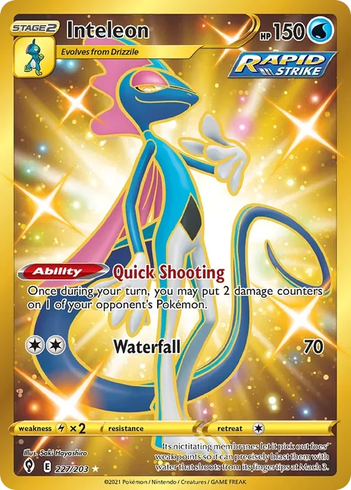 Inteleon 227 Pokemon card from Evolving Skies set