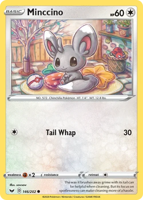 Minccino 146 Pokemon card from Sword & Shield set