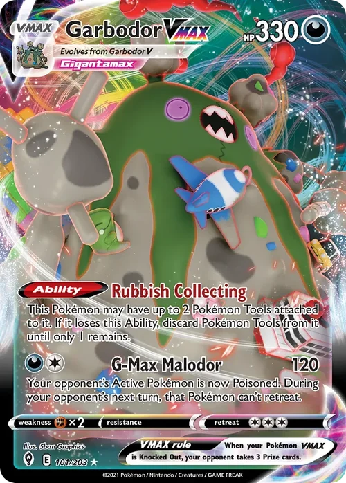 Garbodor VMAX 101 Pokemon card from Evolving Skies set