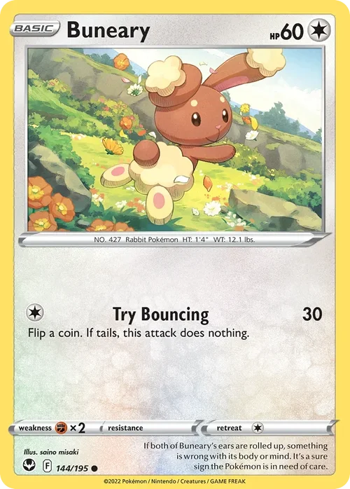 Buneary 144 Pokemon card from Silver Tempest set