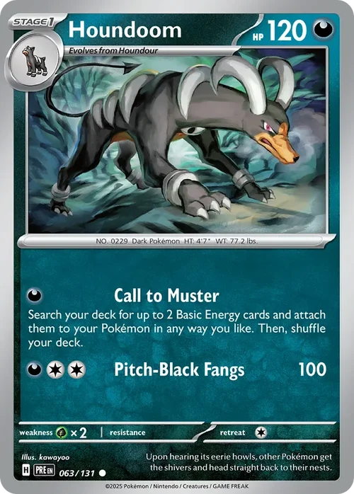 Houndoom 63 Pokemon card from Prismatic Evolutions set