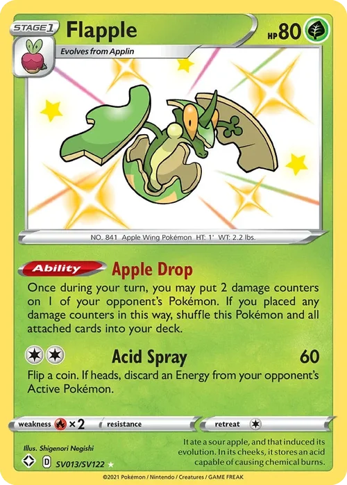 Flapple SV013 Pokemon card from Shining Fates set