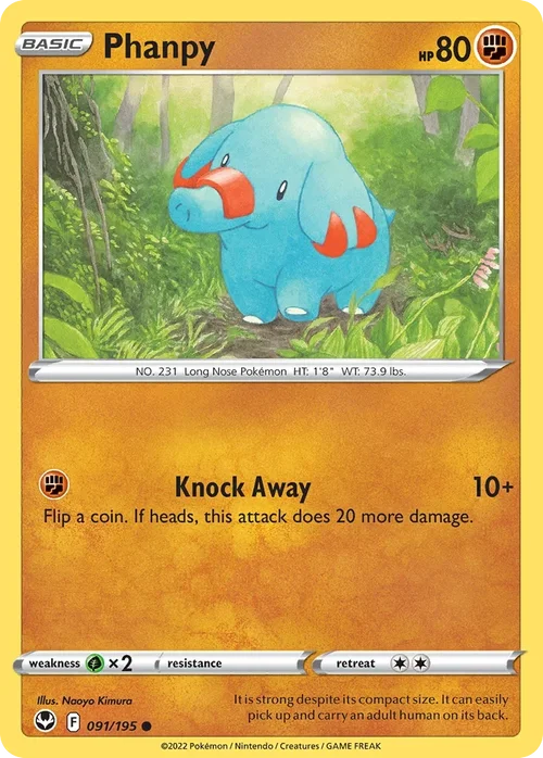 Phanpy 91 Pokemon card from Silver Tempest set