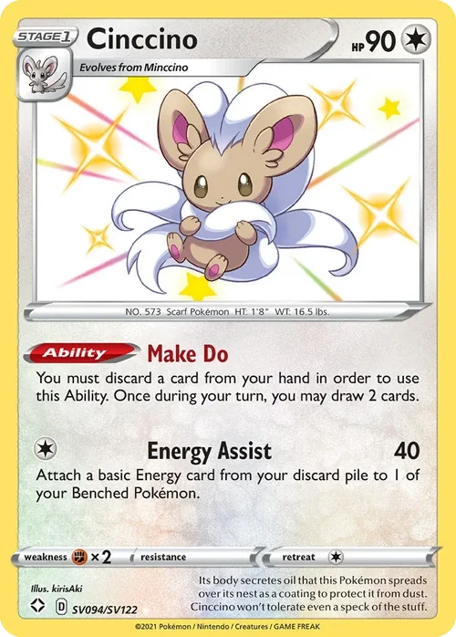 Cinccino SV094 Pokemon card from Shining Fates set