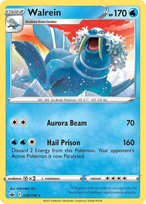 Walrein 39 Pokemon card from Chilling Reign set