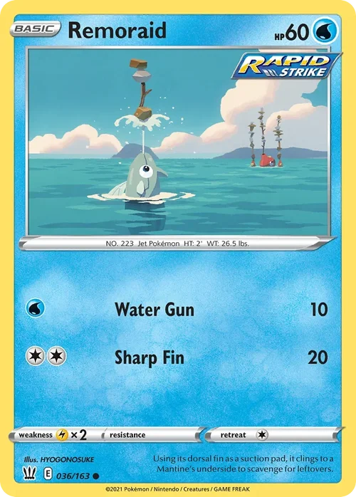 Remoraid 36 Pokemon card from Battle Styles set