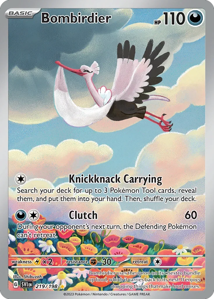 Bombirdier 219 Pokemon card from Scarlet & Violet set
