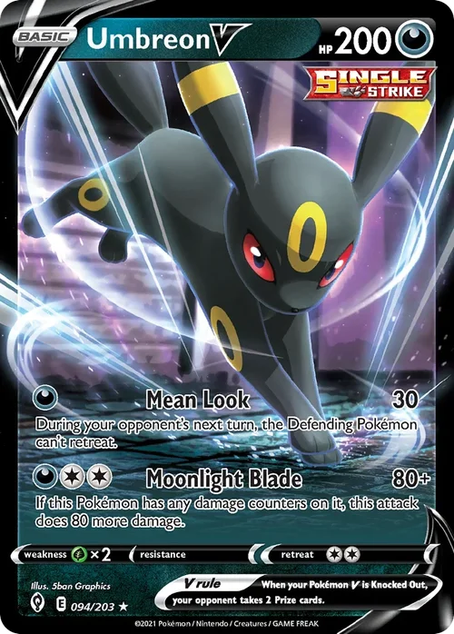 Umbreon V 94 Pokemon card from Evolving Skies set