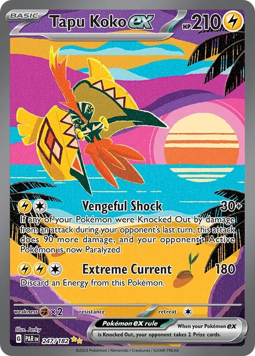 Tapu Koko ex 247 Pokemon card from Paradox Rift set