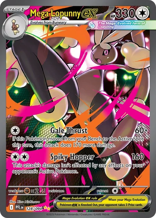 Mega Lopunny ex 128 Pokémon card from Phantasmal Flames set
