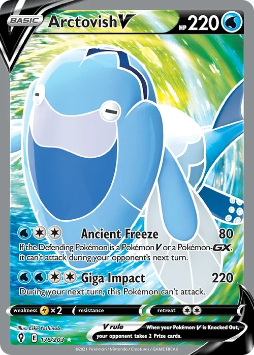 Arctovish V 176 Pokemon card from Evolving Skies set