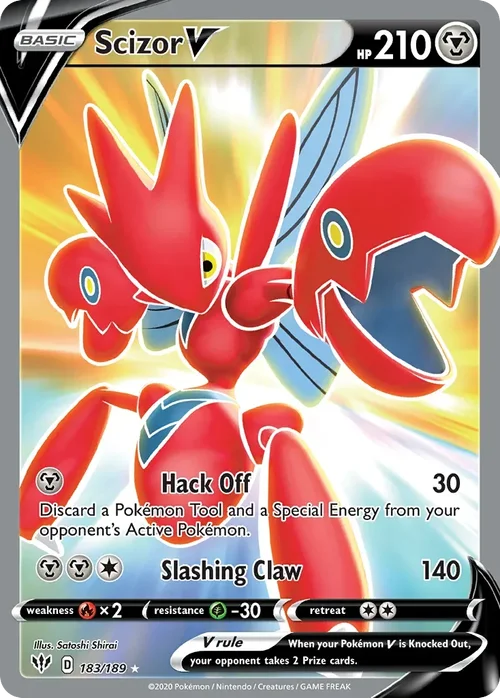 Scizor V 183 Pokemon card from Darkness Ablaze set