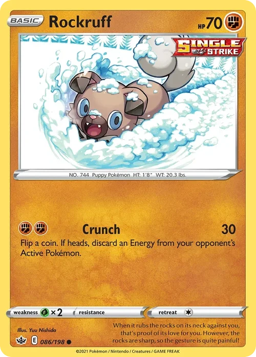 Rockruff 86 Pokemon card from Chilling Reign set