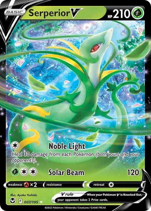 Serperior V 7 Pokemon card from Silver Tempest set