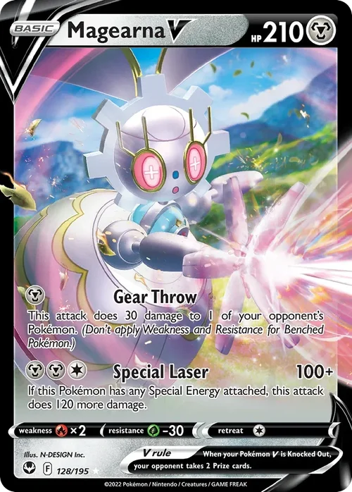 Magearna V 128 Pokemon card from Silver Tempest set
