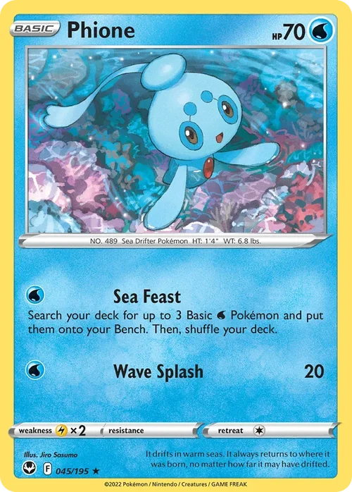 Phione 45 Pokemon card from Silver Tempest set