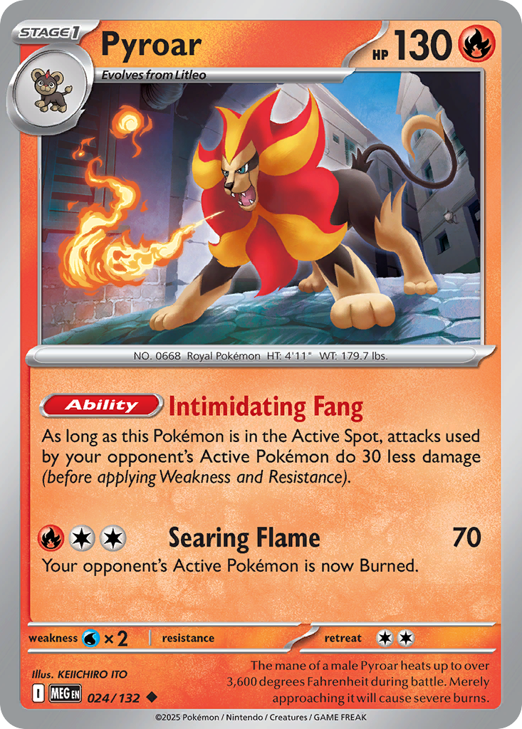 Pyroar 24 Pokemon card from Mega Evolution set