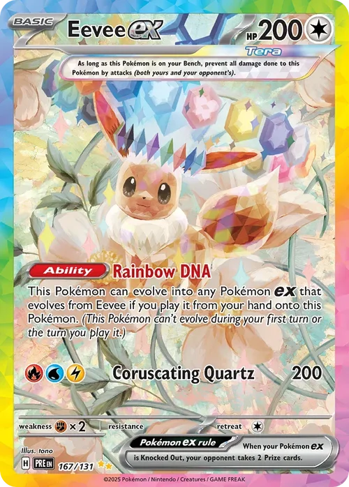 Eevee ex 167 Pokemon card from Prismatic Evolutions set