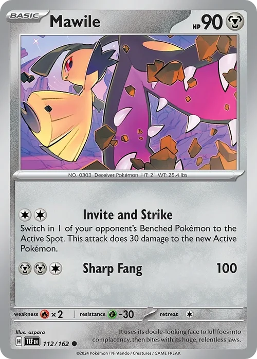 Mawile 112 Pokemon card from Temporal Forces set
