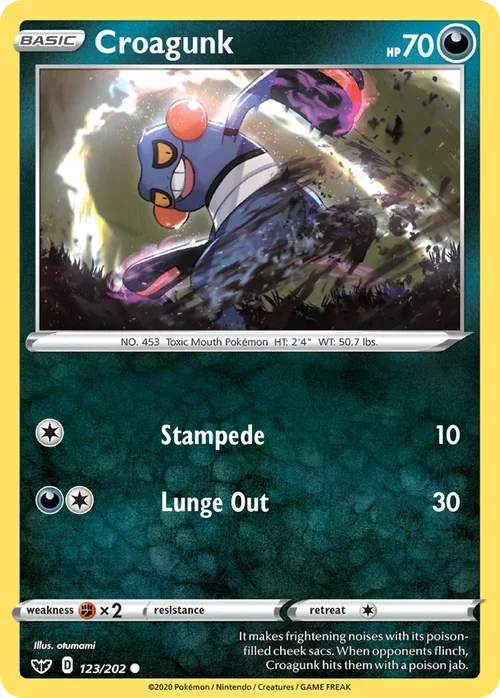 Croagunk 123 Pokemon card from Sword & Shield set
