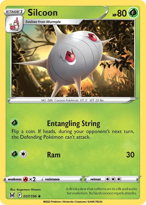 Silcoon 7 Pokemon card from Lost Origin set