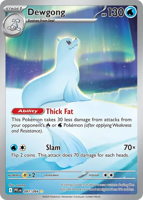 Dewgong 97 Pokémon card from Phantasmal Flames set