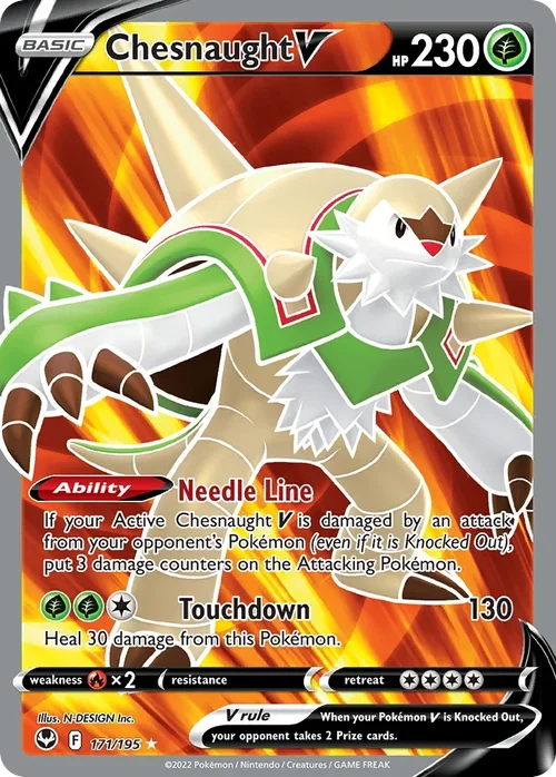Chesnaught V 171 Pokemon card from Silver Tempest set