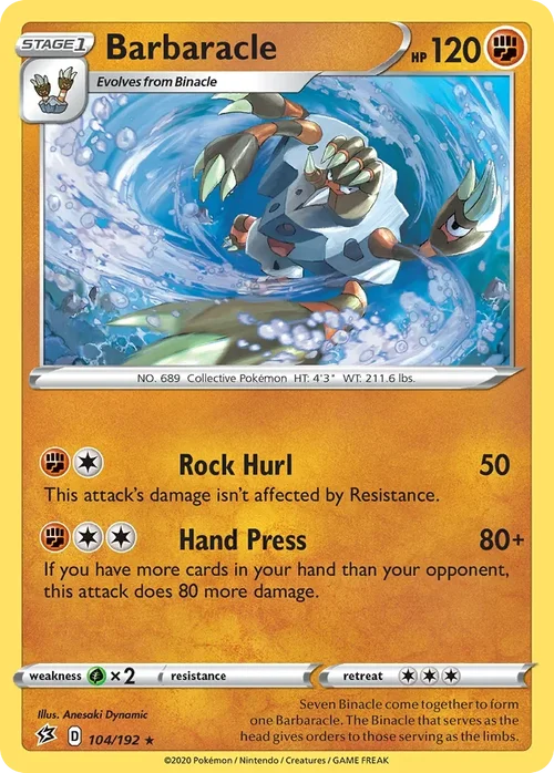 Barbaracle 104 Pokemon card from Rebel Clash set