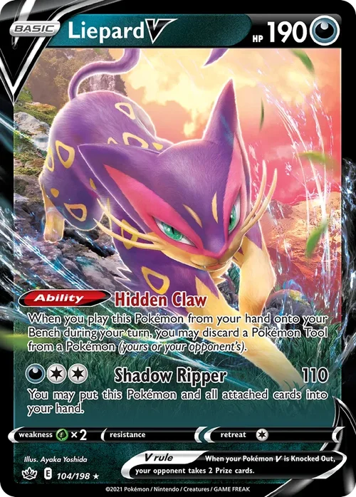 Liepard V 104 Pokemon card from Chilling Reign set