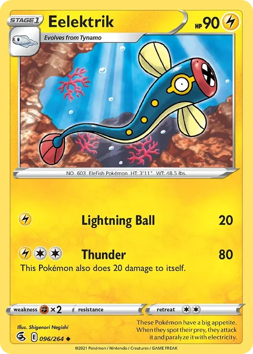 Eelektrik 96 Pokemon card from Fusion Strike set