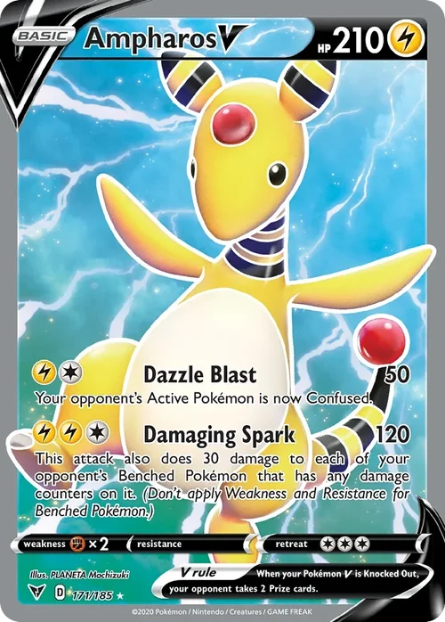 Ampharos V 171 Pokemon card from Vivid Voltage set