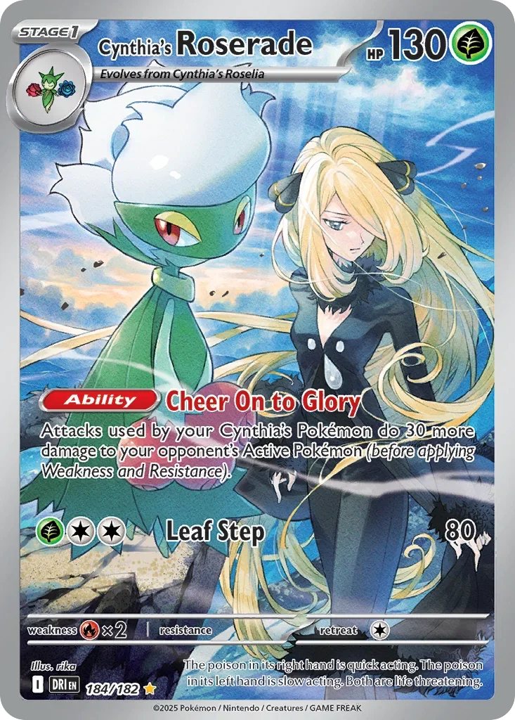 Cynthia's Roserade 184 Pokemon card from Destined Rivals set
