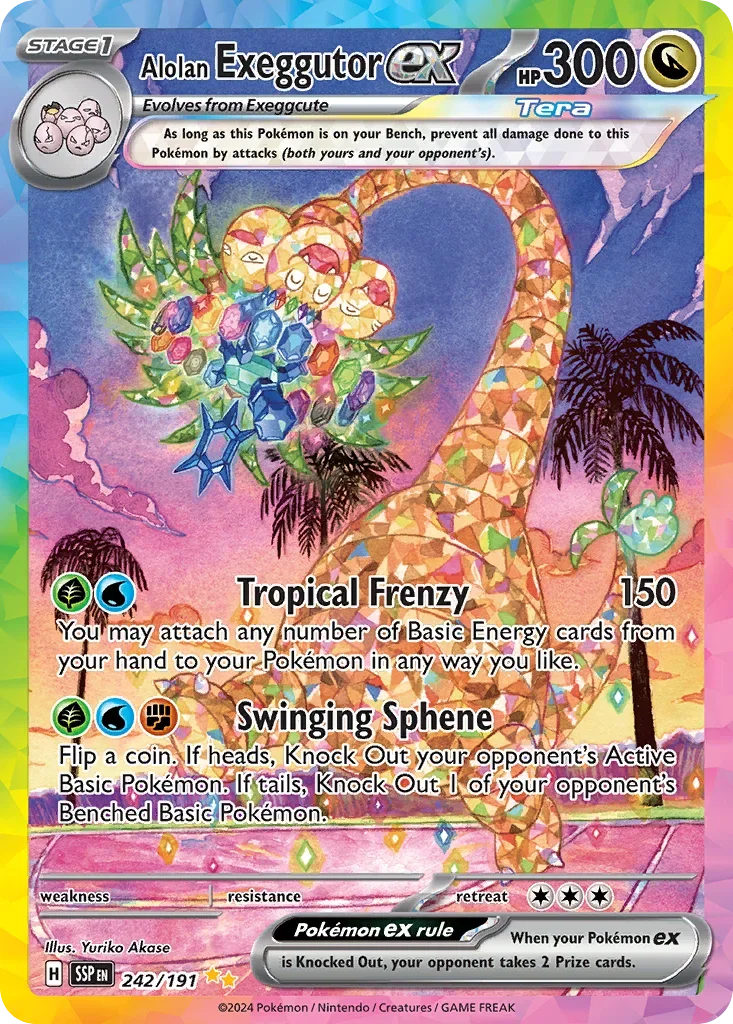 Alolan Exeggutor ex 242/167 Pokemon card from Surging Sparks set