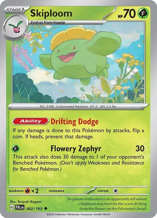 Skiploom 2 Pokemon card from Paldea Evolved set