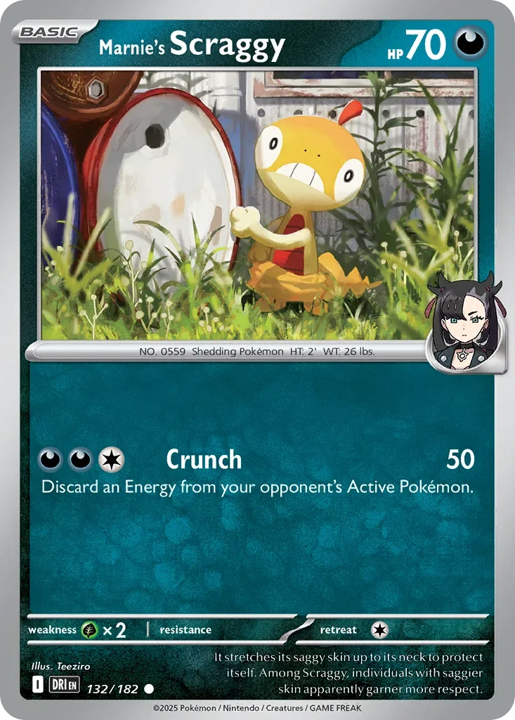 Marnie's Scraggy 132 Pokemon card from Destined Rivals set