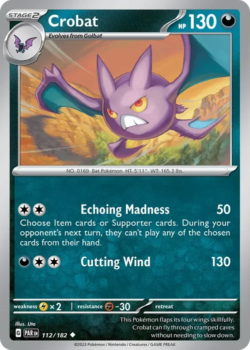 Crobat 112 Pokemon card from Paradox Rift set