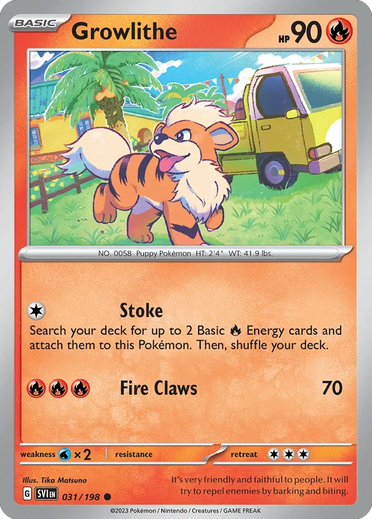 Growlithe 31 Pokemon card from Scarlet & Violet set