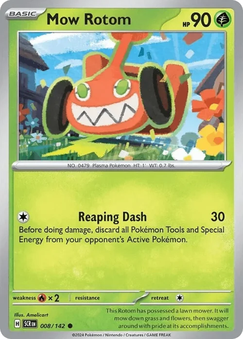 Mow Rotom 8 Pokemon card from Stellar Crown set