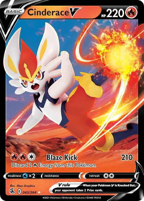Cinderace V 43 Pokemon card from Fusion Strike set