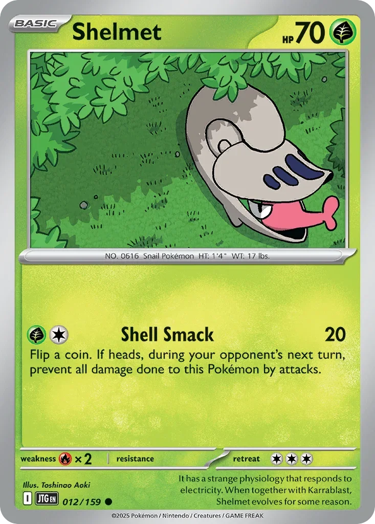 Shelmet 12 Pokémon card from JTG set