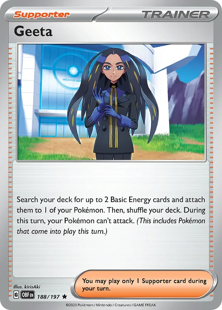 Geeta 188 Pokémon card from Obsidian Flames set
