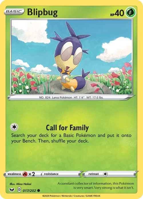 Blipbug 17 Pokemon card from Sword & Shield set