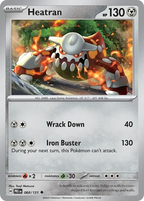 Heatran 68 Pokemon card from Prismatic Evolutions set