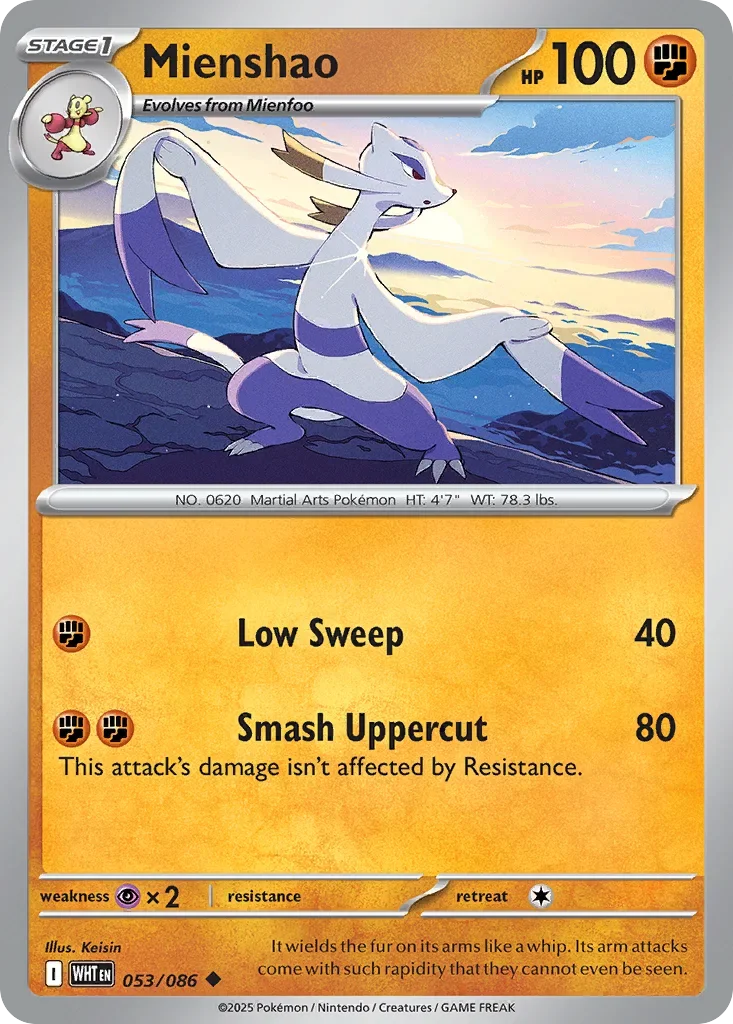 Mienshao 53 Pokemon card from White Flare set