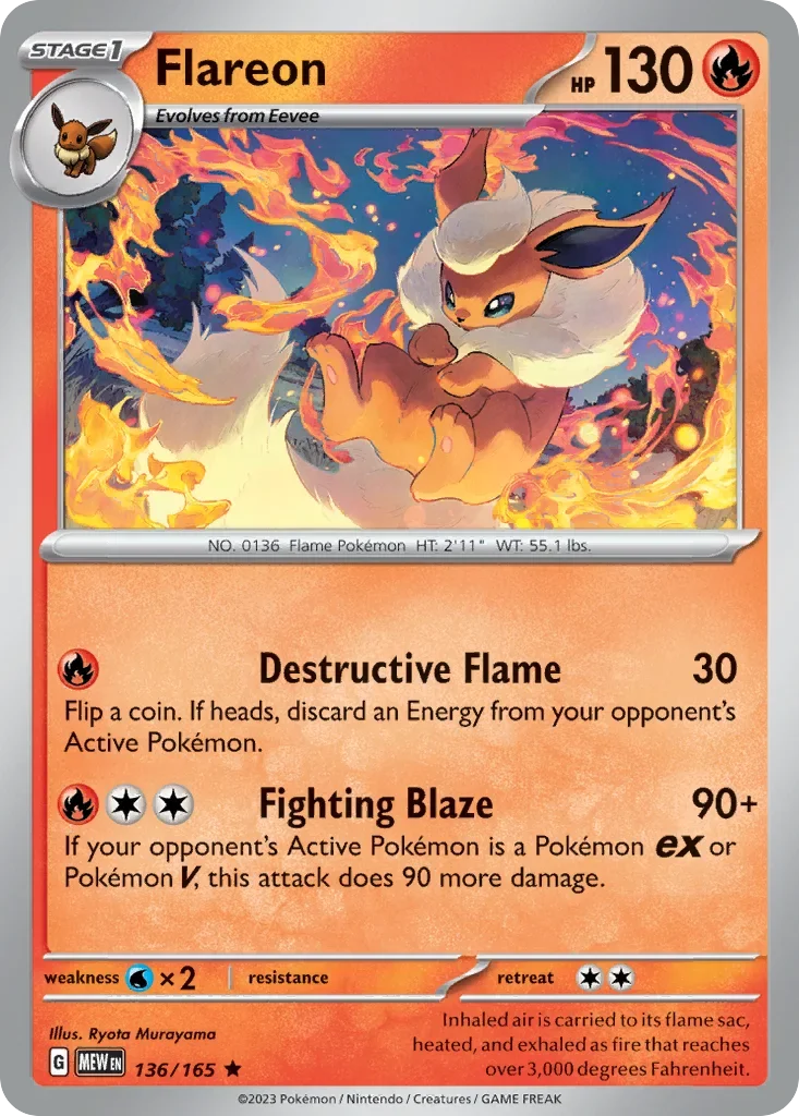 Flareon 136 Pokémon card