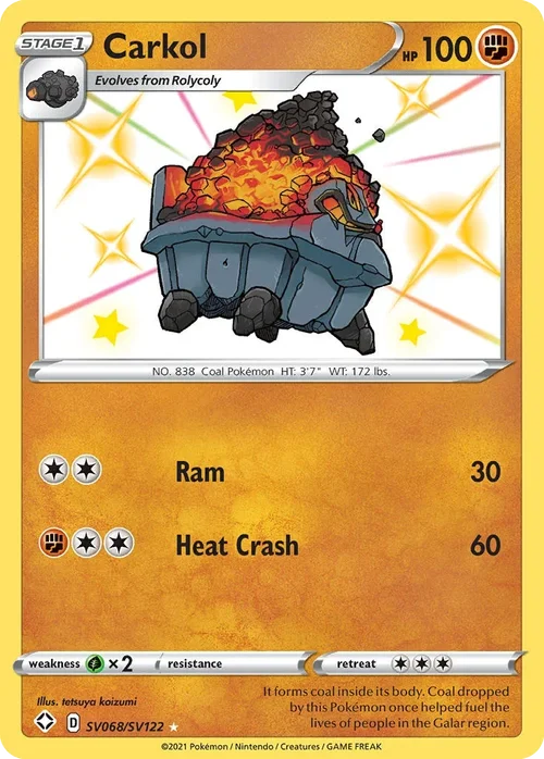 Carkol SV068 Pokemon card from Shining Fates set