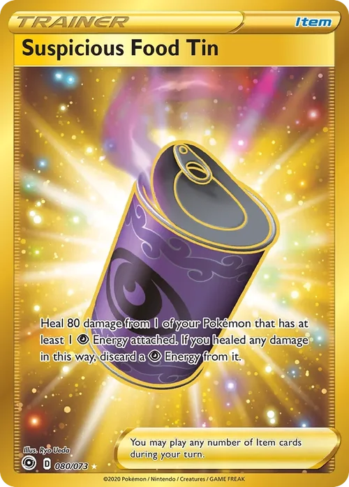Suspicious Food Tin 80 Pokemon card from Champion's Path set