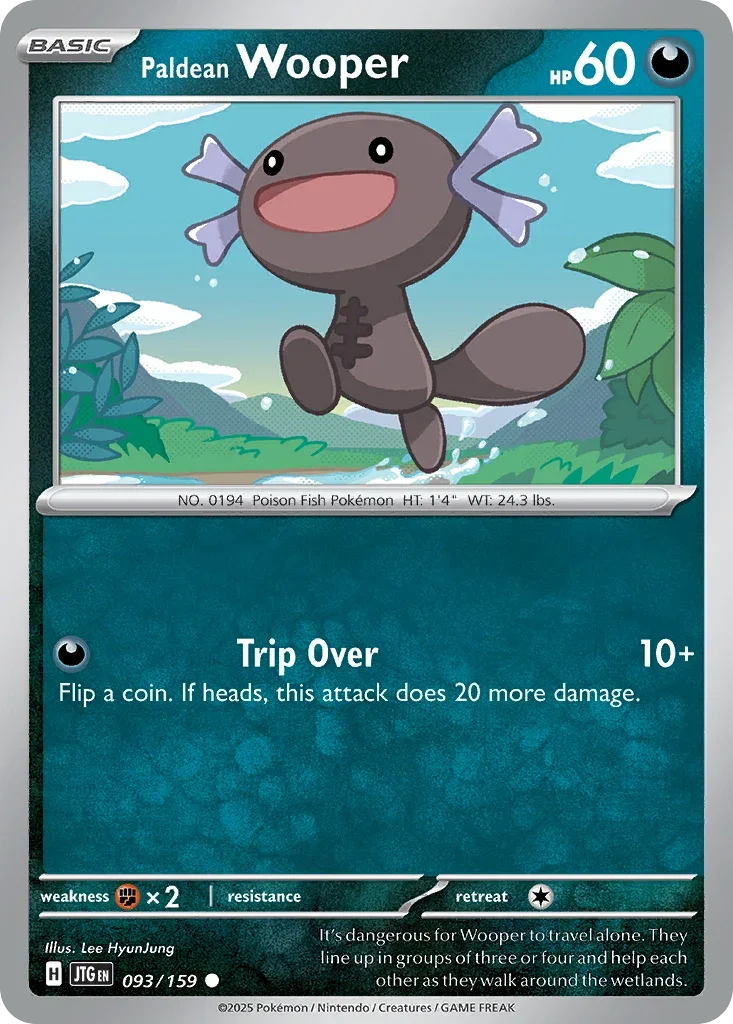 Paldean Wooper 93 Pokémon card from JTG set